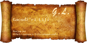 Gacsári Lili névjegykártya